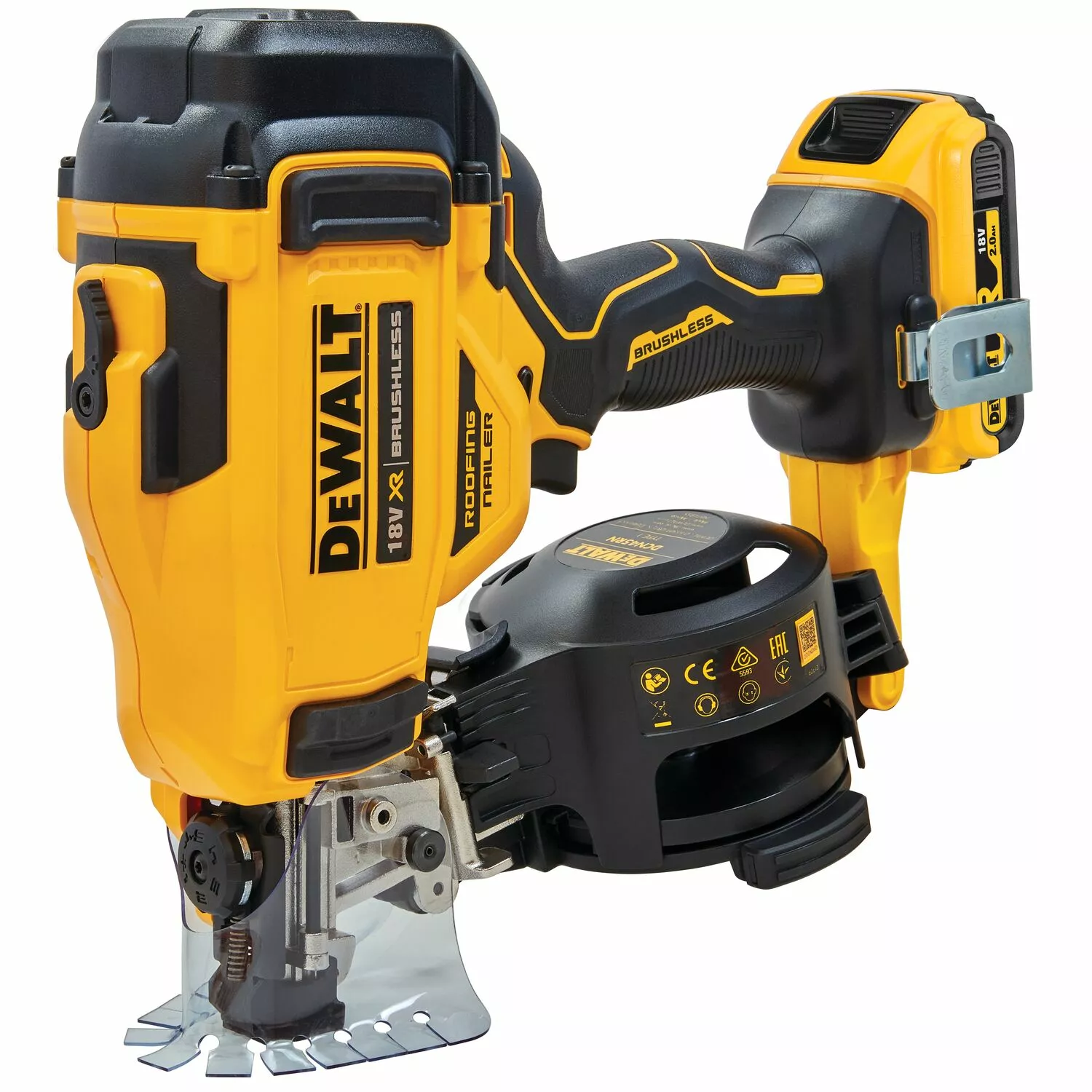 DeWALT DCN45RND2 18V Li-ion XR Accu Rolspijktacker Voor Dakwerk Set (2x 2.0Ah) In TSTAK - 19-45mm - Koolborstelloos thumbnail 3