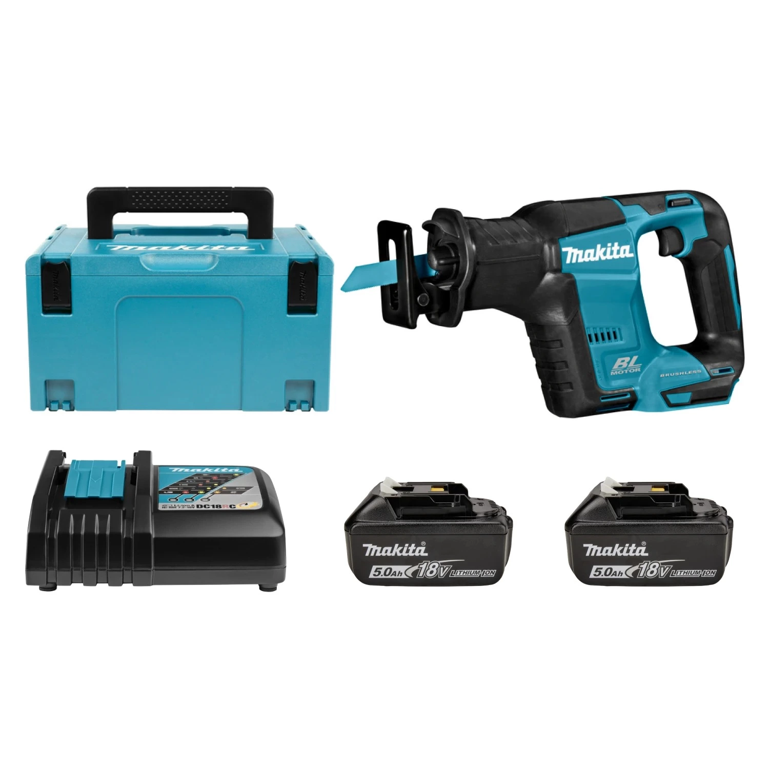Makita DJR188RTJ 18V Li-Ion Accu Reciprozaag Set (2x 5,0Ah Accu) In Mbox - Koolborstelloos
