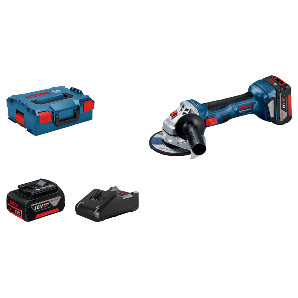 Bosch GWS 18V-7 18V Li-Ion Accu Haakse Slijper Set (2x 4,0Ah) In L-Boxx - 125mm - Koolborstelloos