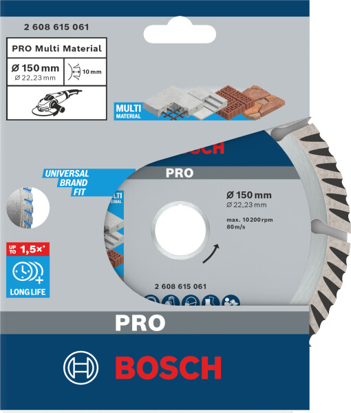 Bosch 2608615061 Diamantdoorslijpschijf - 150 X 22,23mm - Universeel - Detailed view of the product