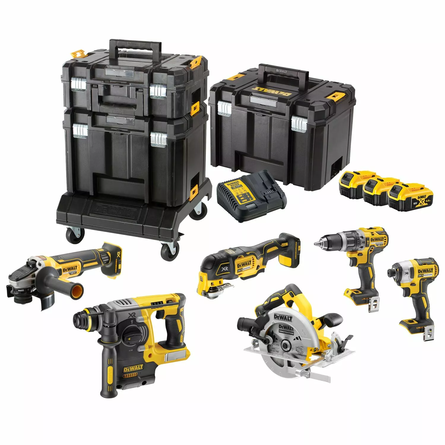 DeWALT DCK685P3T-QW 18V Li-ion XR Accu 6-delige Combiset (3x 5.0Ah) In TSTAK (incl. Trolley) - Koolborstelloos