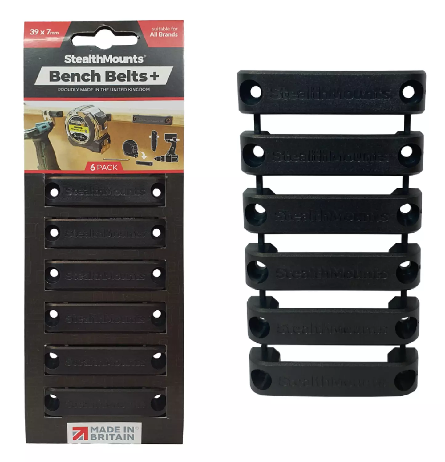 StealthMounts BB-PL-BLK-6 Bankriemen + - Zwart - 6 Stuks