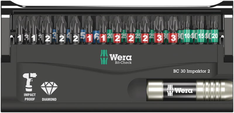 Wera 05057697001 30 Delige Bitcheck Impaktor 2 Bitset - PH/PZ/t/HX - Detailed view of the product