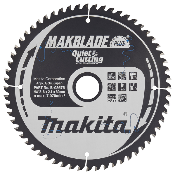 Makita B-08676 Afkortzaagblad Hout - 216x30x2,1mm 60T