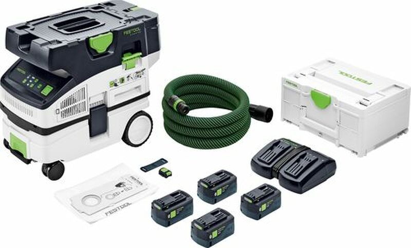 Festool CTLC MINI I-Plus 36V (2x18V) Li-Ion Accu Stofzuiger Set (4x 5,0Ah) - 3100l/min - Stofklasse L EAN: 4014549418284