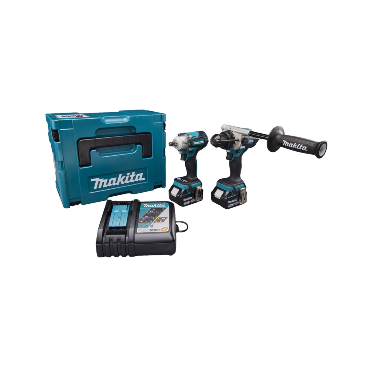 Makita DLX2590TJ 18V Li-ion accu klopboormachine (DHP492) & slagmoersleutel (DTW300) combiset (2x 5.0Ah accu) in Mbox