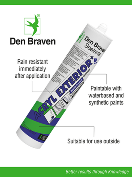 Zwaluw Den Braven 10669201 Acryl Exterior + Acrylaatkit - Wit - 310ml - Detailed view of the product