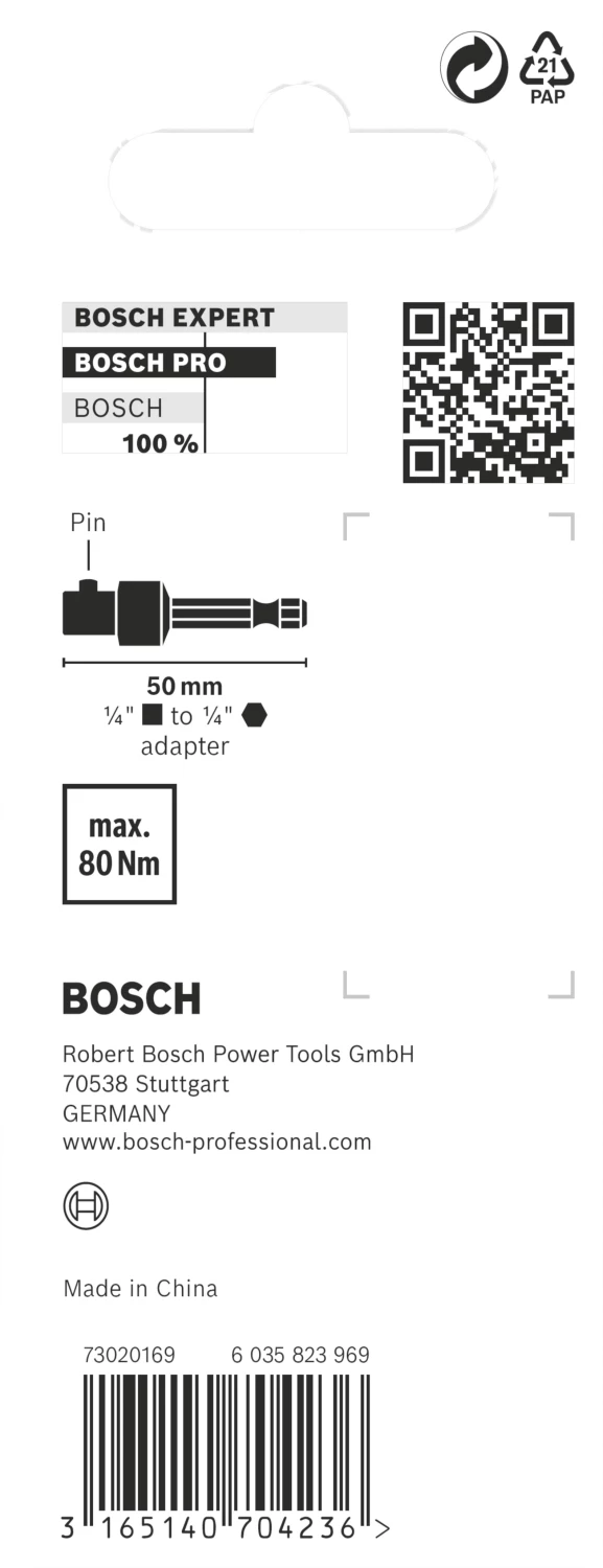 Bosch 2608551109 Impact Control Adapter Voor Dopsleutels - 1/4", 50mm thumbnail 3
