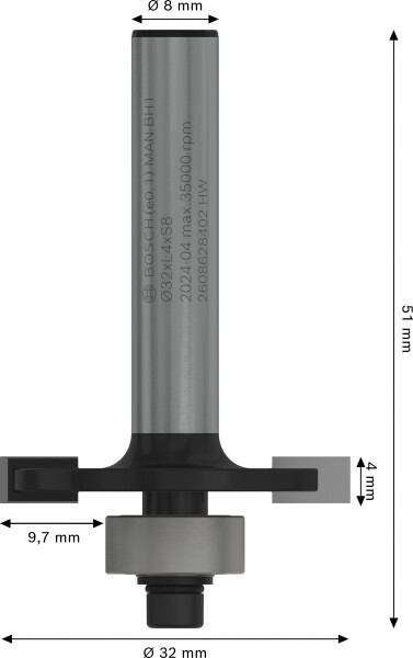 Bosch 2608628402 Groeffrees - 32 X 4mm - Detailed view of the product
