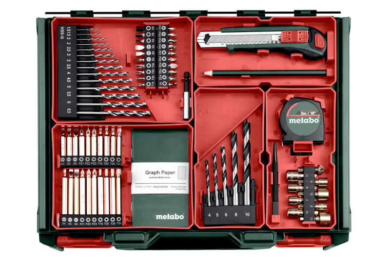 Metabo BS 18 Set Mobile Workshop 18V Li-ion Accu Schroef-/boormachine Set (2x 2.0Ah Accu) In Koffer Incl. 74-Delige Accessoiresset - Detailed view of the product