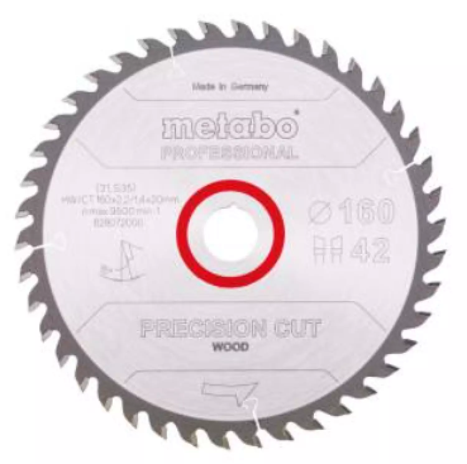 Metabo 628072000 Precision Cut - Wood Professional Cirkelzaagblad - 160 X 20 X 42T - Hout