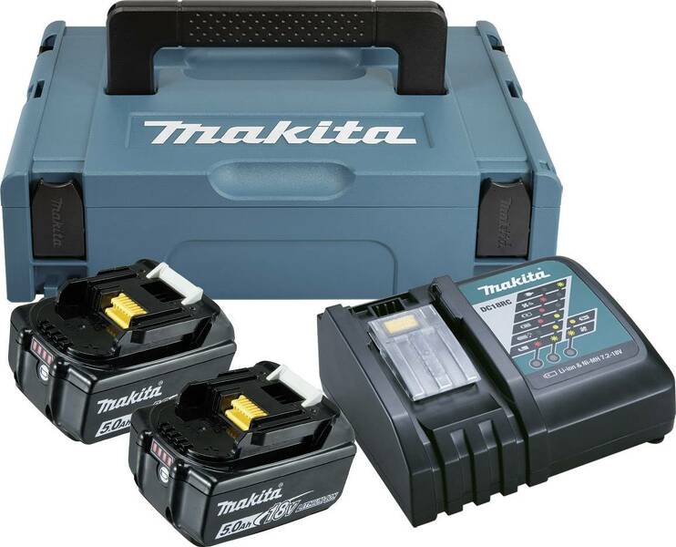 Makita 197624-2 18V Li-ion Accu Starterset (2x 5.0Ah) + Lader In Mbox