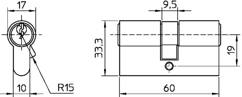 Nemef 9091200600 Dubbele Profielcilinder - Detailed view of the product