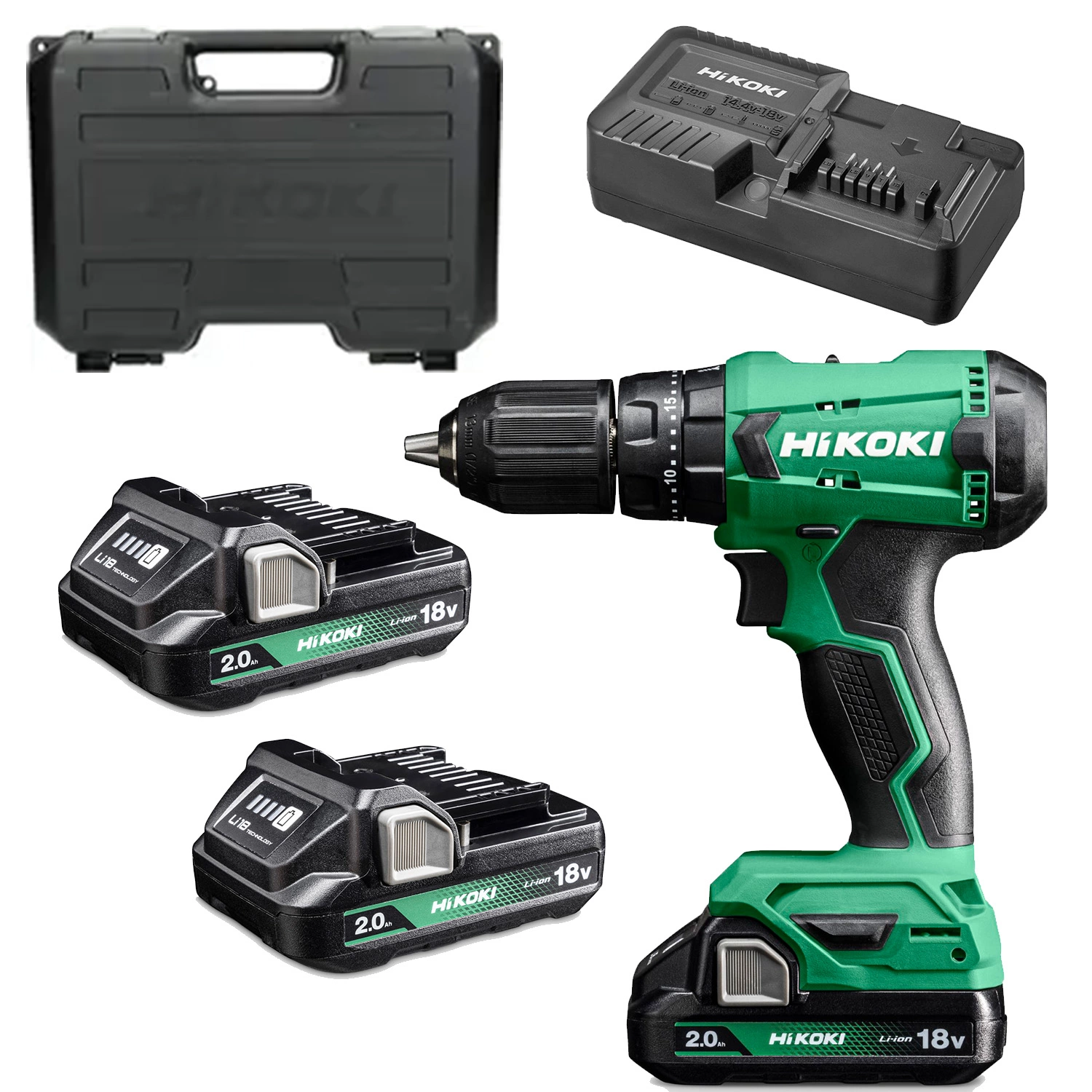 HiKOKI DV18DAWCZ 18V Li-ion Accu Klop-boor-schroefmachine Set (2x2,0Ah) In Koffer
