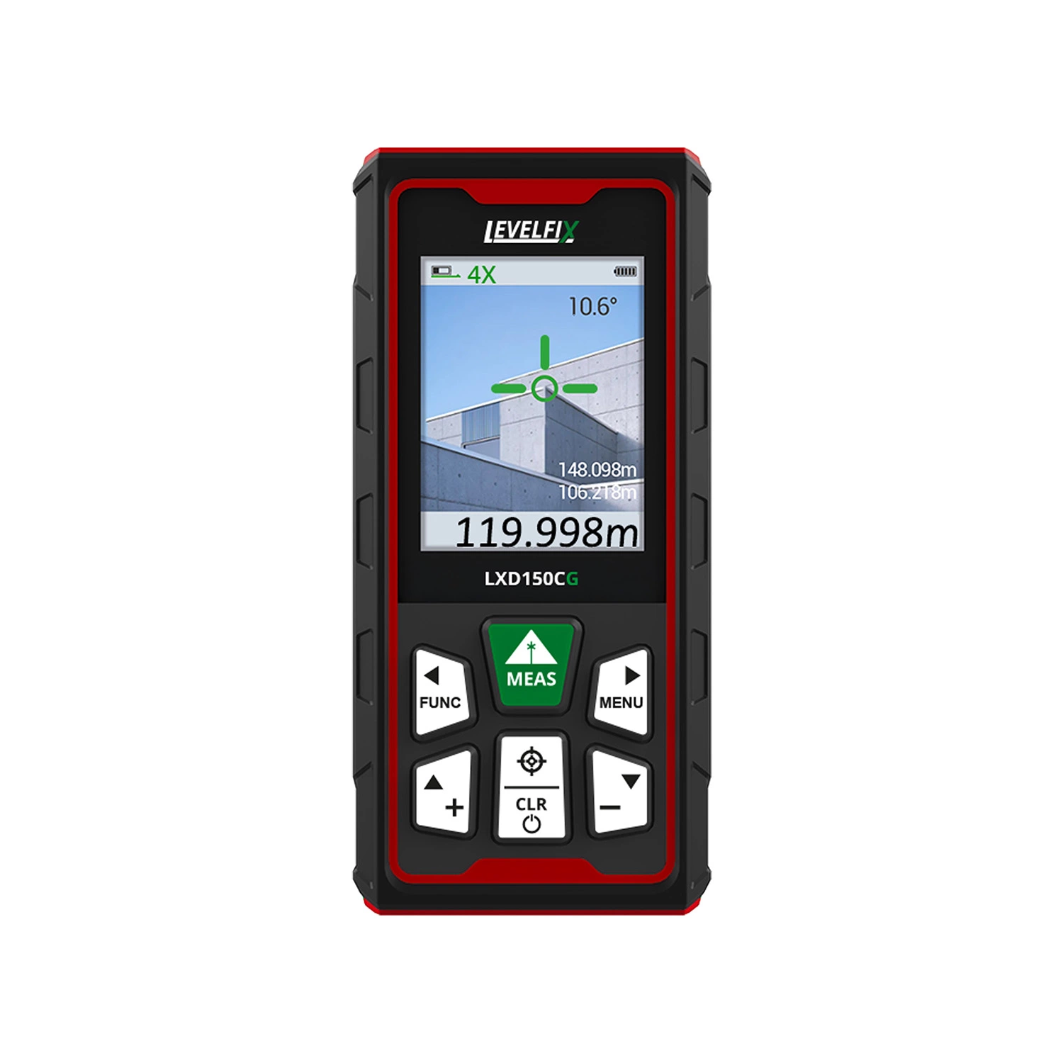 Levelfix LXD150CG Afstandsmeter In Tas - Bluetooth - 150m - Groen - IP68