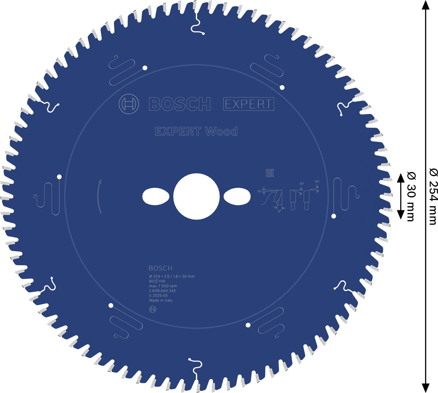 Bosch 2608644343 Cirkelzaagblad Expert - 254 X 30 X 80T - Carbide thumbnail 4