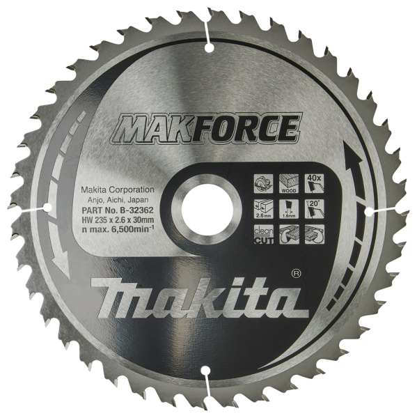 Makita B-32362 Cirkelzaagblad - 235x30x40T - Hout
