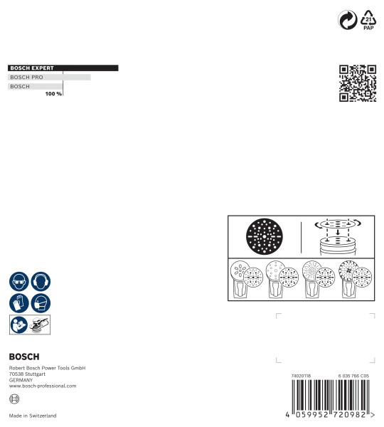 Bosch 2608902445 EXPERT Schuurschijf O780 Met Film Onderlaag - 150mm - K240 (6 Stuks) - Detailed view of the product