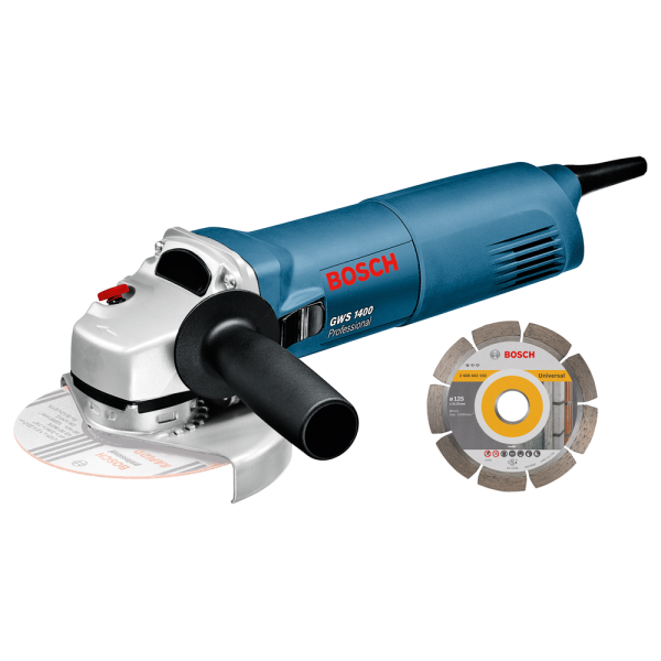 Bosch GWS 1400 Haakse Slijper Incl. Diamantzaagblad In Koffer - 1400W - 125mm