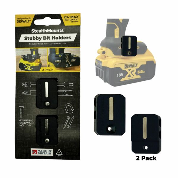 StealthMounts BH-DW-S-BLK-2 BLACK Stubby Magnetische Bithouder Voor Dewalt - Zwart - 2-pack