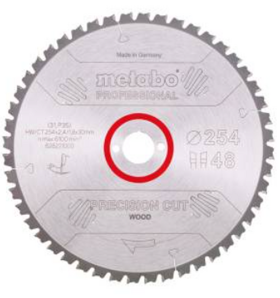 Metabo 628221000 Precision Cut Cirkelzaagblad - 254 X 30 X 48T - Hout / MDF