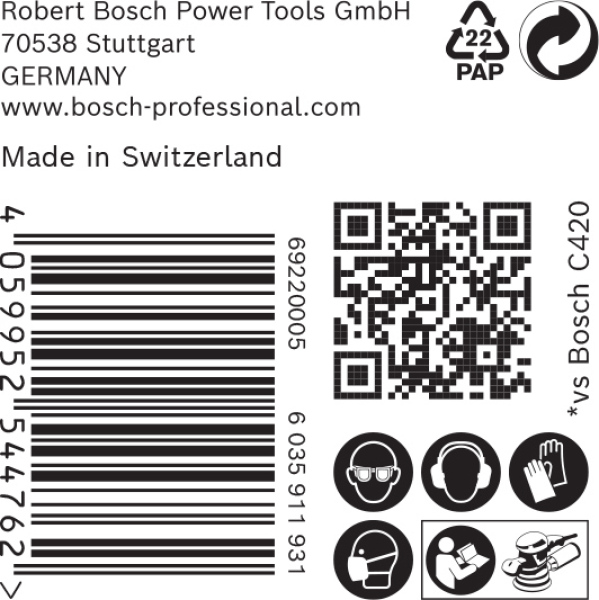 Bosch 2608901138 EXPERT Schuurvel C470 Best For Wood And Paint - 150mm - K100 - Multiperforatie (50st) - Detailed view of the product