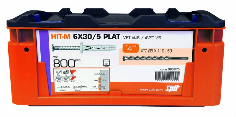 Spit 695875 Hit-M Slagplug Incl. 4 Boren In Koffer - 6x30mm (800st) - Detailed view of the product