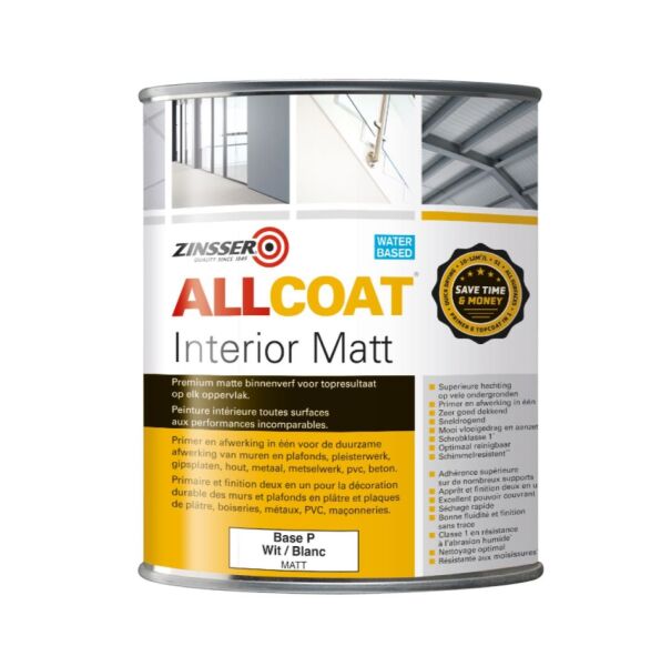 Zinsser® Allcoat Interior Matt Op Kleur Gemengd 1l