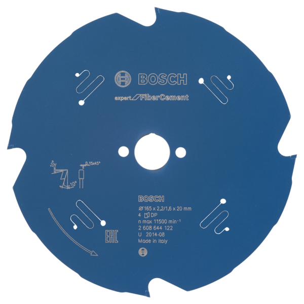 Bosch 2608644122 Expert Cirkelzaagblad - 165 X 20 X 4T - Vezelcement - Carbide