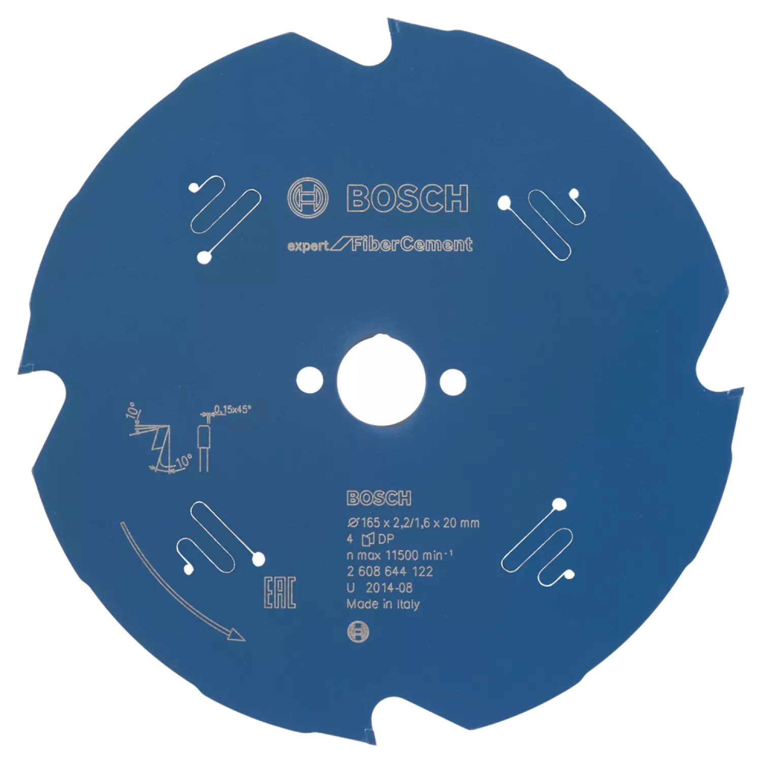 Bosch 2608644122 Expert Cirkelzaagblad - 165 X 20 X 4T - Vezelcement - Carbide