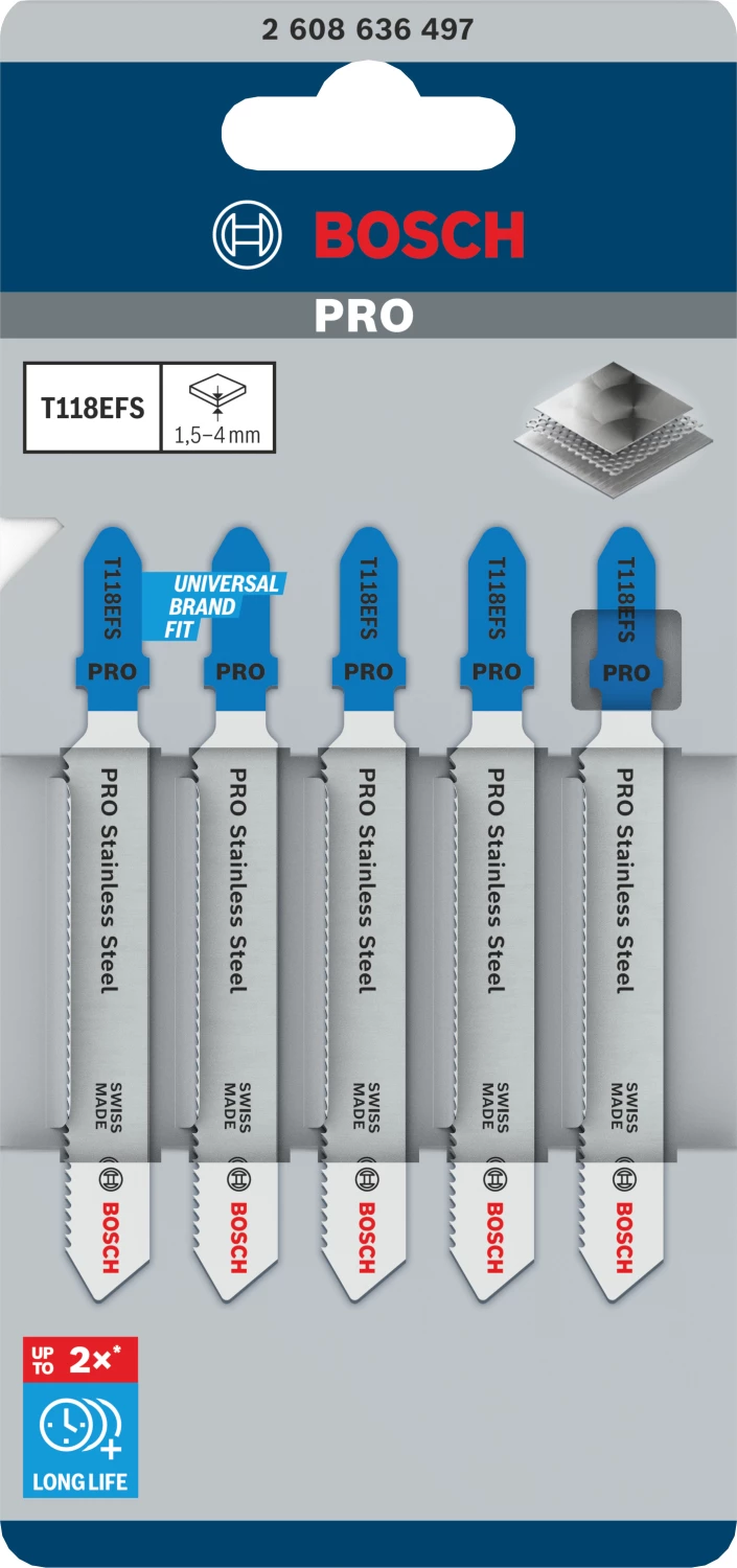 Bosch PRO T118EFS Stainless Steel Decoupeerzaagblad - 83mm - RVS (5st) thumbnail 2
