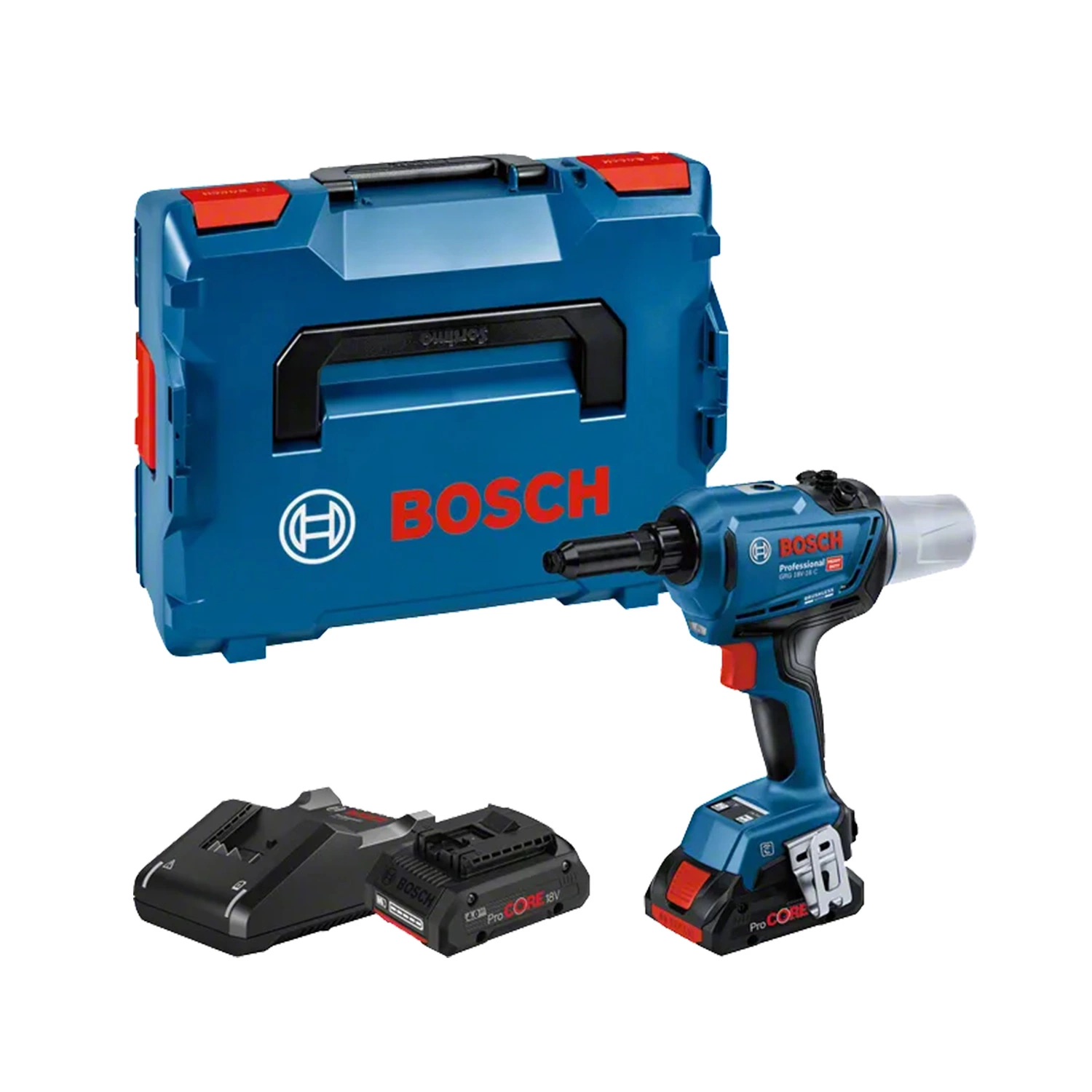 Bosch GRG 18V-16 C 18V Li-ion Accu Popnageltang Set (2x 4.0Ah) In L-boxx