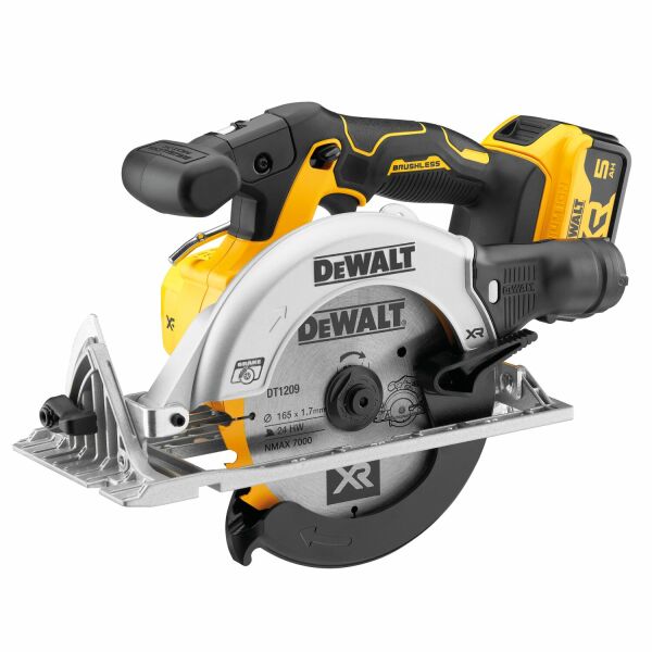 DeWALT DCS565P2-QW 18V Li-ion XR Accu Cirkelzaag Set (2x 5.0Ah) In TSTAK - 165mm - Detailed view of the product