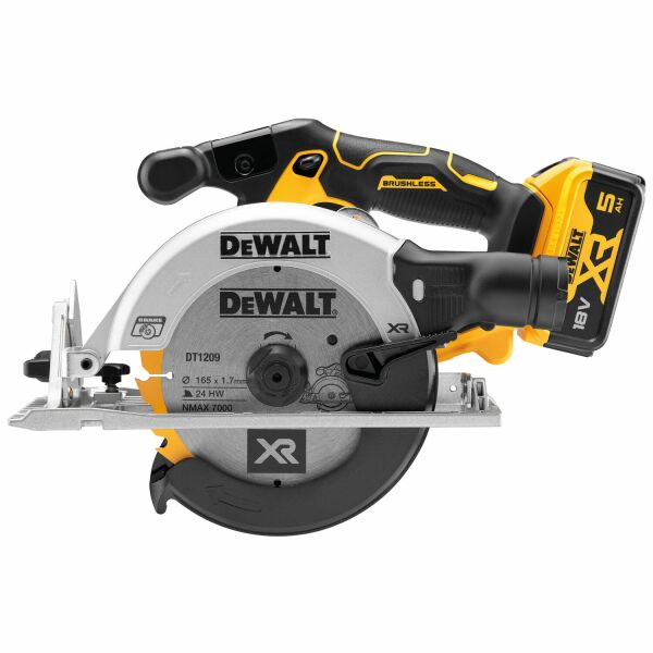 DeWALT DCS565P2-QW 18V Li-ion XR Accu Cirkelzaag Set (2x 5.0Ah) In TSTAK - 165mm - Detailed view of the product