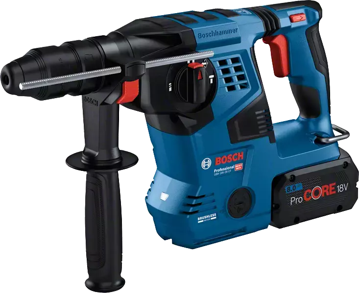 Bosch GBH 18V-28 CF 18V Accu SDS-plus Boorhamer Set (2x 8.0Ah ProCORE Accu) Incl. GDE 18V-16 Stofafzuiging In L-Boxx - 3,3J - Koolborstelloos - Detailed view of the product