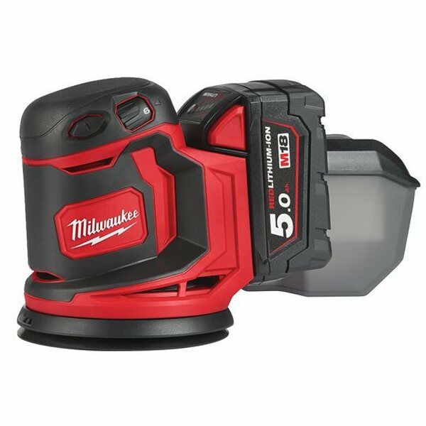 Milwaukee M18 BOS125-502B Li-Ion Accu Excentrische Schuurmachine Set (2x 5.0Ah Accu) In Tas - 125mm EAN: 4058546221744