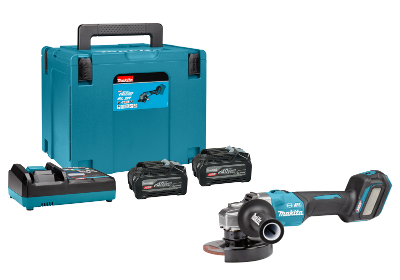 Makita GA023GU201 40V Max Li-ion Accu Haakse Slijper Set (2x 4.0Ah Accu) In Mbox - 125mm - Vastzetschakelaar