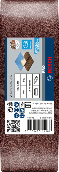 Bosch 2608606082 Schuurband X440 - K80 - 75 X 533mm (10st) - Detailed view of the product