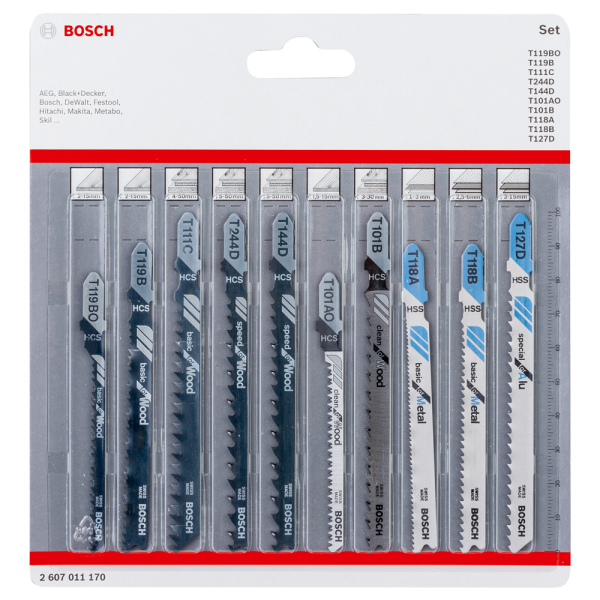 Bosch 2607011170 10-delige Decoupeerzaagbladenset EAN: 3165140913416