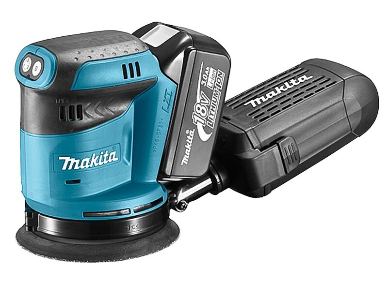 Makita BBO180RFJ 18V Li-Ion Accu Excenter Schuurmachine Set (2x 3.0Ah Accu) In Mbox