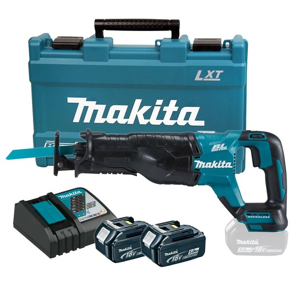 Makita DJR187RTE 18V Li-Ion Accu Reciprozaag Set (2x 5.0Ah Accu) In Koffer - Snelwissel - Variabel - Koolborstelloos