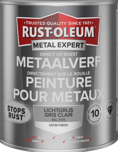 rust-oleum metal expert metaalverf satin ral 7035 0.4 ltr spuitbus