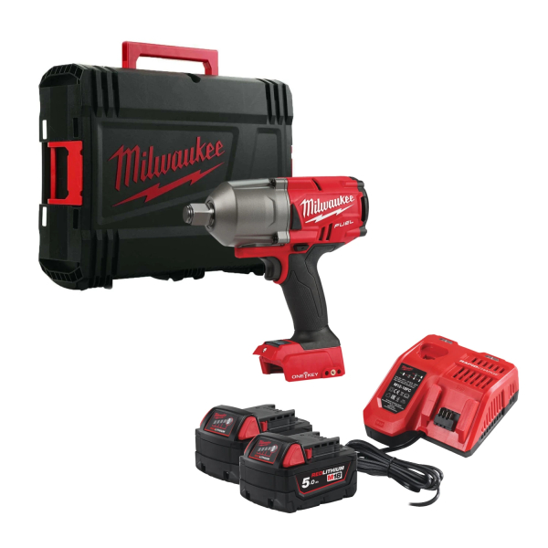 Milwaukee M18 ONEFHIWF34-502X 18V Li-Ion Accu Slagmoersleutel Set (2x 5,0Ah Accu) In HD Box - 3/4