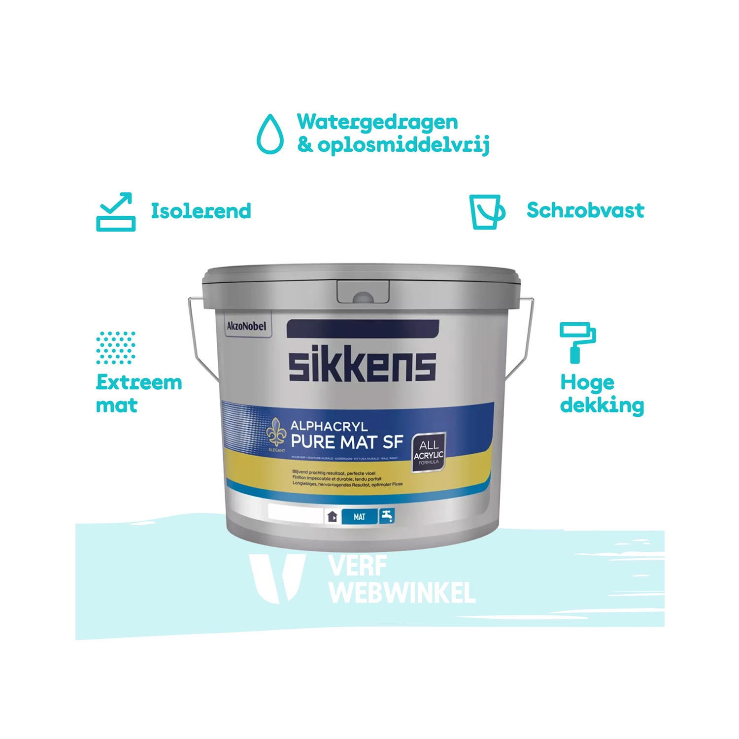 Sikkens Alphacryl Pure Mat SF - Op Kleur Gemengd - 5L - Muurverf thumbnail 2