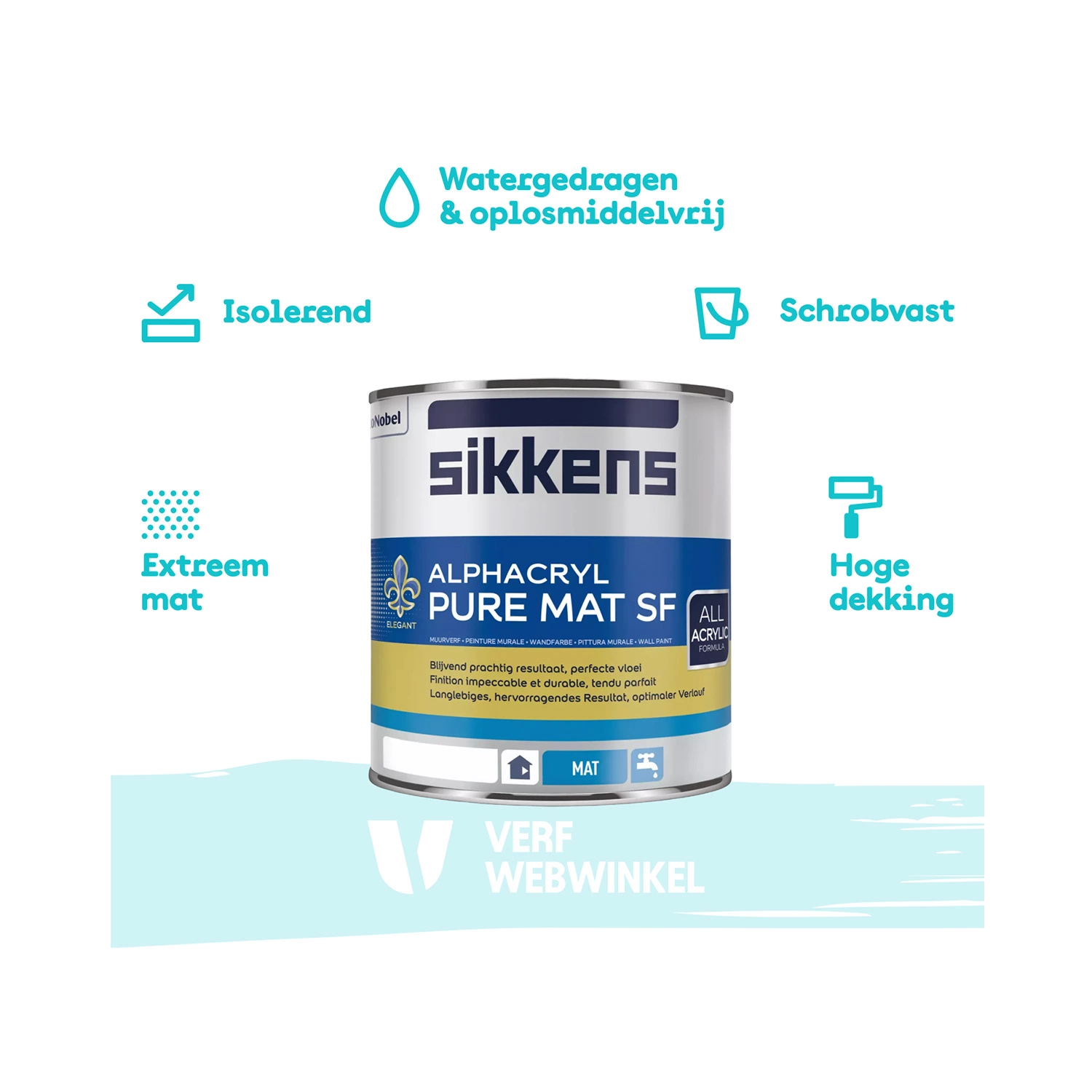 Sikkens Alphacryl Pure Mat SF - Op Kleur Gemengd - 1L - Muurverf thumbnail 2