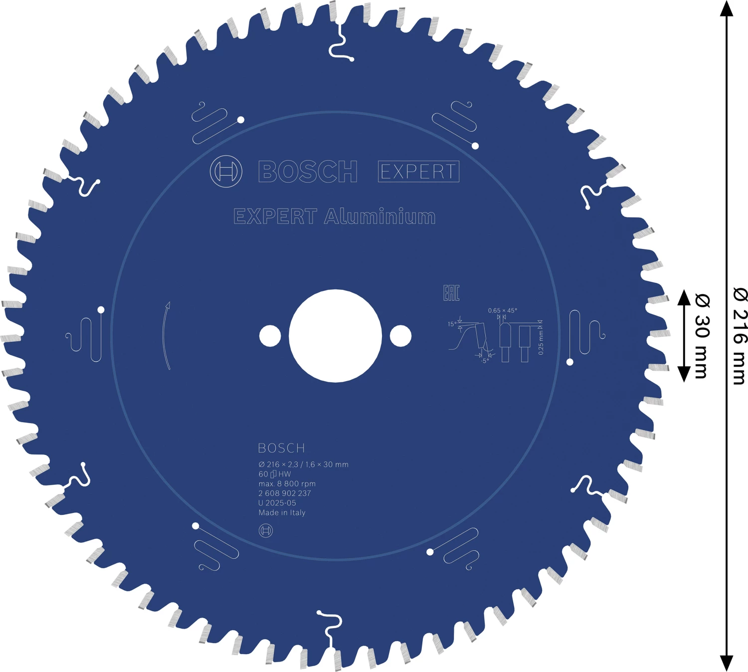 Bosch 2608902237 EXPERT Cirkelzaagblad - 216 X 30 X 60T - Aluminium thumbnail 4