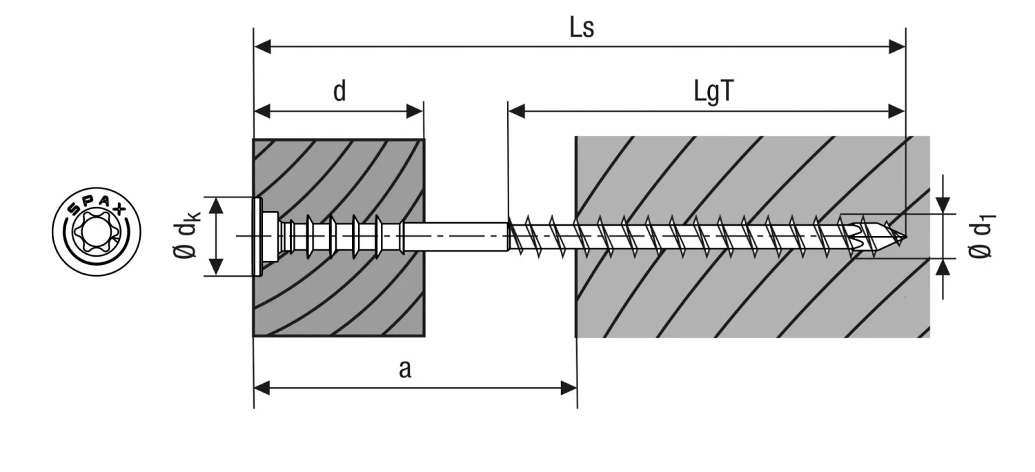 SPAX Stelschroeven Platkop - Deeldraad - T30 - 6.0x160 Mm (100st) thumbnail 2