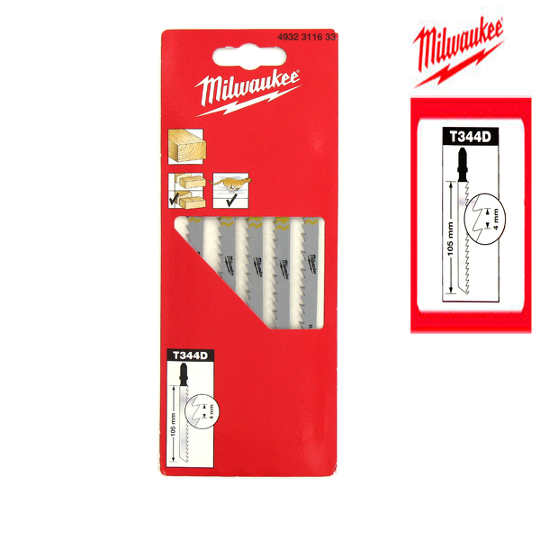 Milwaukee 4932311633 / T 344 D HCS Decoupeerzaagblad - Snel - Hout (5st) - T 344 D EAN: 4002395301508