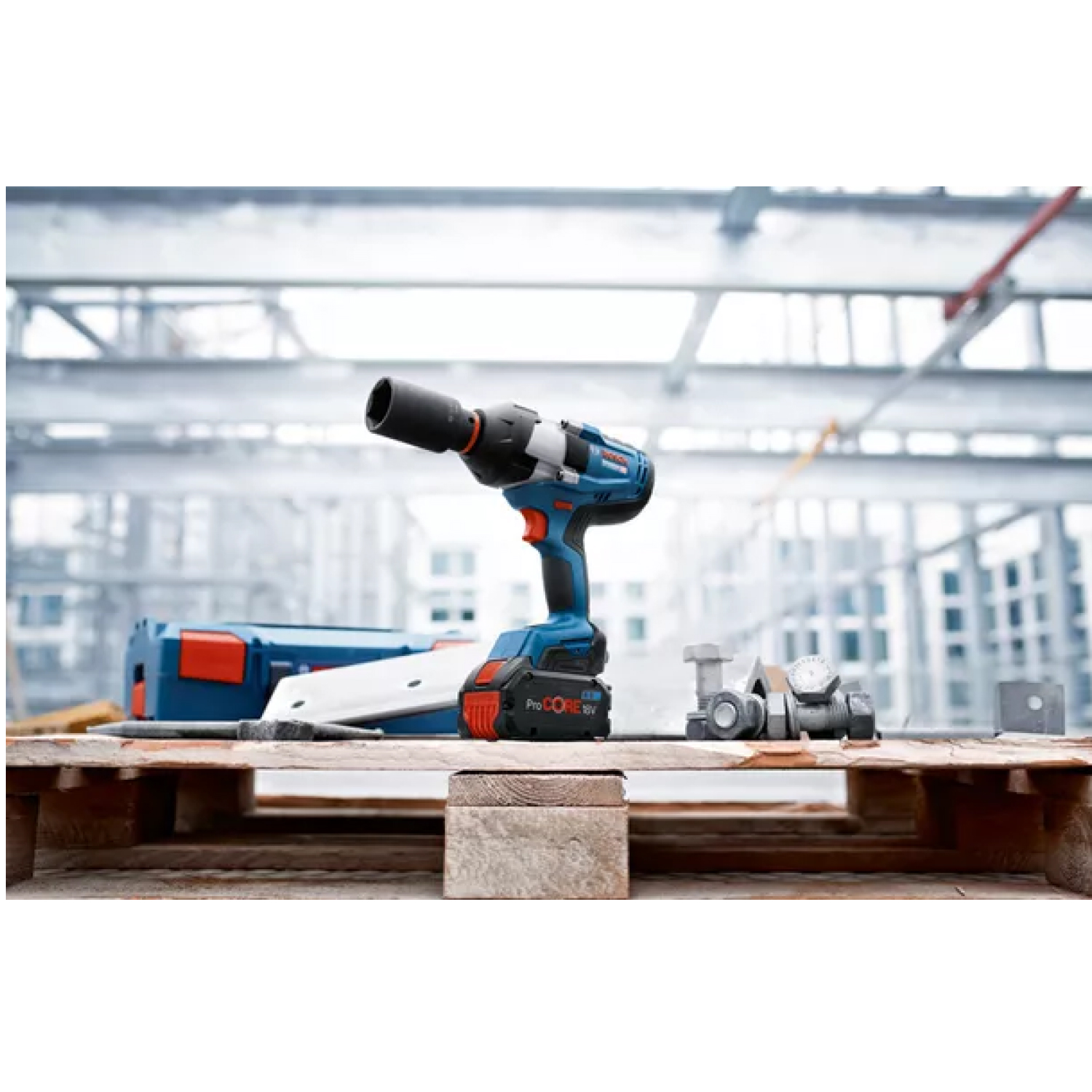 Bosch GDS 18V-1050 H 18V Li-Ion Accu BiTurbo Slagmoeraanzetter Set (2x 8,0Ah) In L-Boxx - 1700Nm - 3/4"- Koolborstelloos thumbnail 4