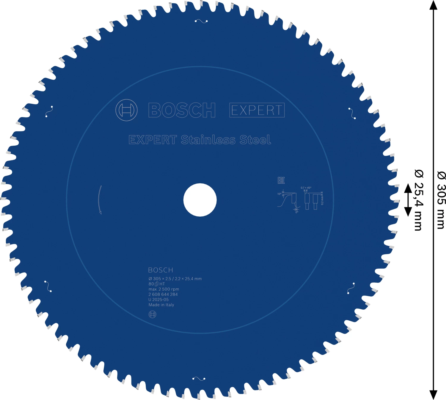 Bosch 2608644284 EXPERT Cirkelzaagblad - 305 X 25.4 X 80T - RVS thumbnail 4